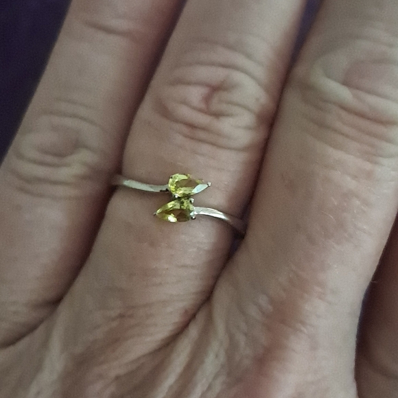 AAA Canary Tourmaline Bypass Ring In 925 Sterling Silver - Picture 3 of 7